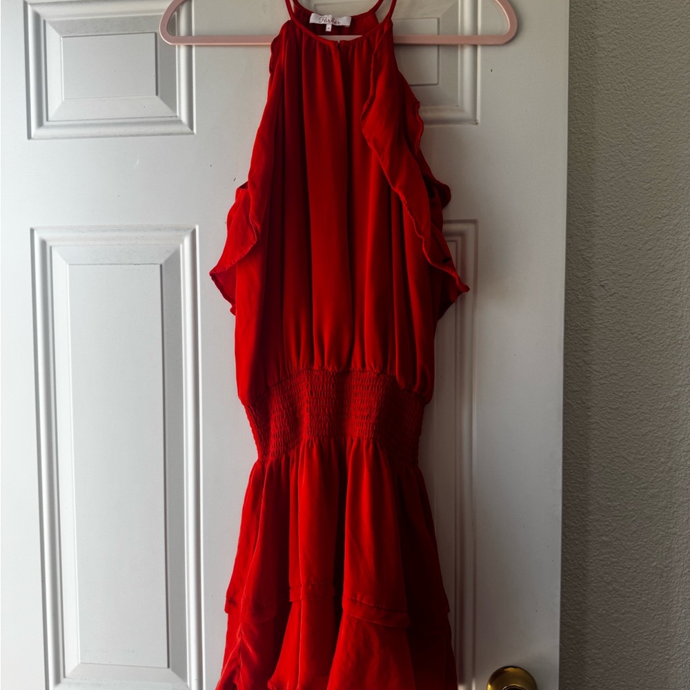 Parker orange Smocked Cut Out Halter Sundress